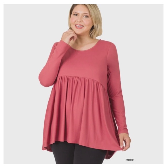 ZENANA Dusty Rose Babydoll Top - Picture 5 of 10